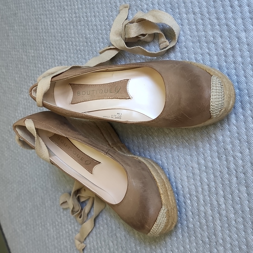 Boutique 9 Marcello wedge platform pumps ankle wrap sandals